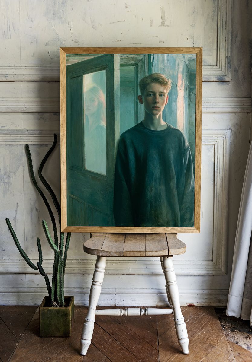 Boy in Doorway Surrealism Print. — room view 1