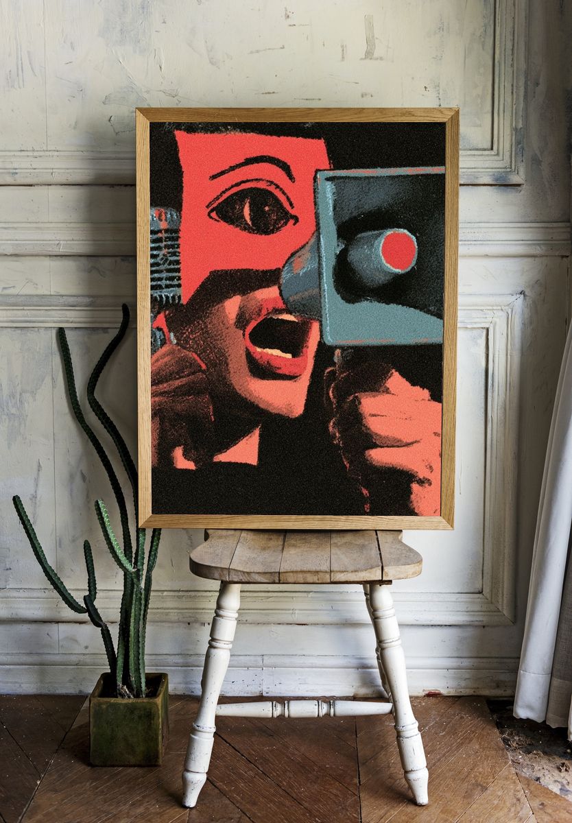 Surreal Megaphone Face Poster. room preview