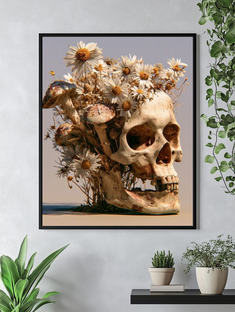 Floral Skull Surrealism Print. — room view 4