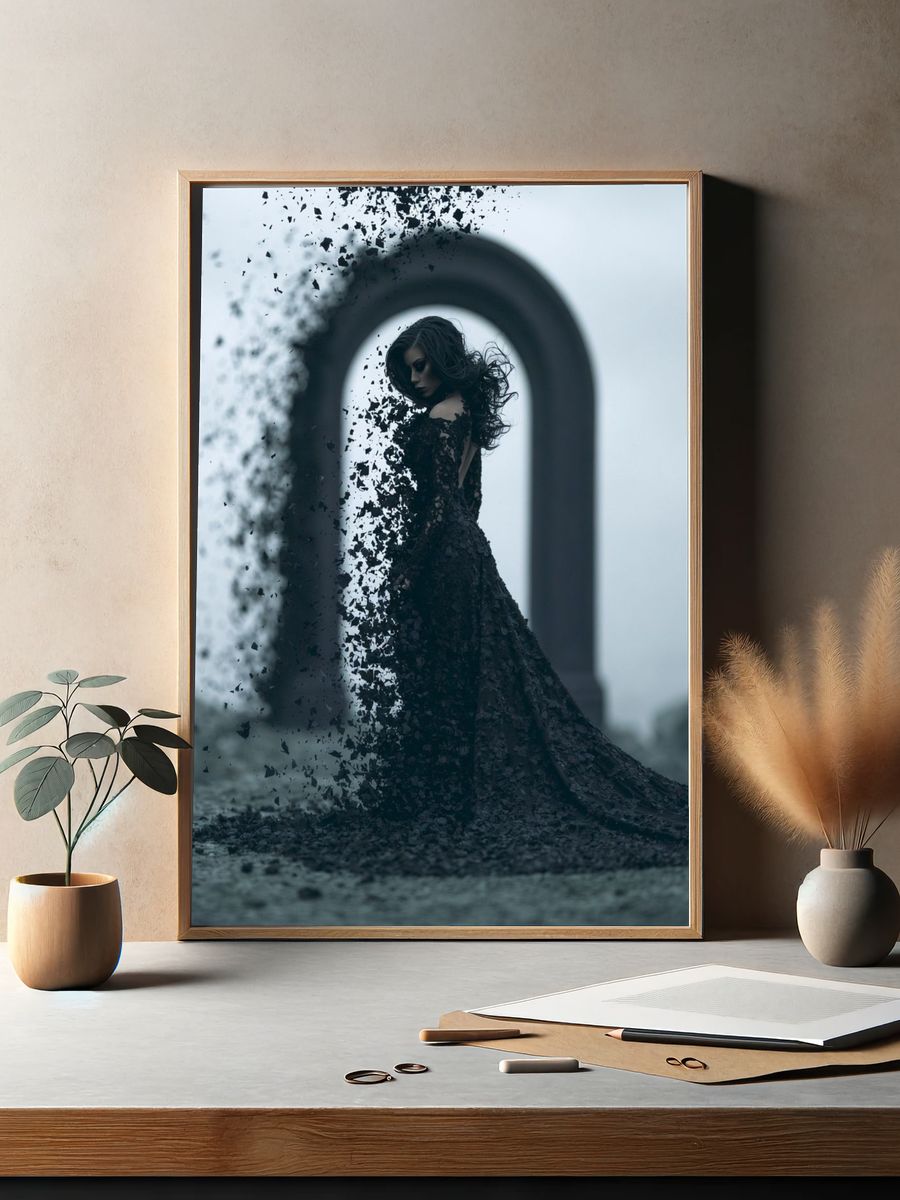 Dark Surreal Woman Print. — room view 2