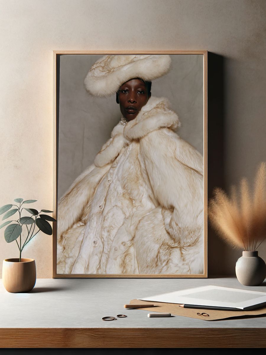 Luxury Fur Fashion Portrait Poster. — room view 2