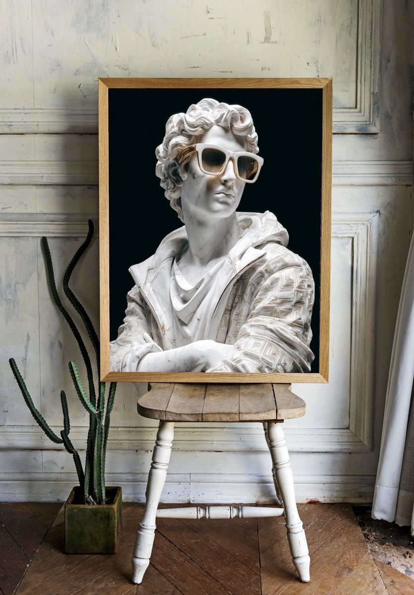 Marble Sunglasses Bust Illustration Poster. room preview