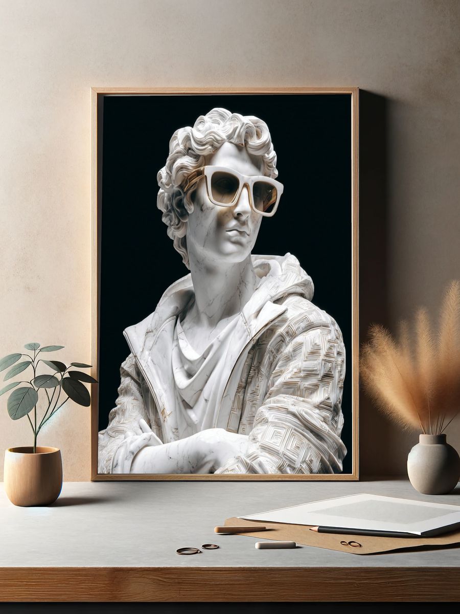 Marble Sunglasses Bust Illustration Poster. — room view 2