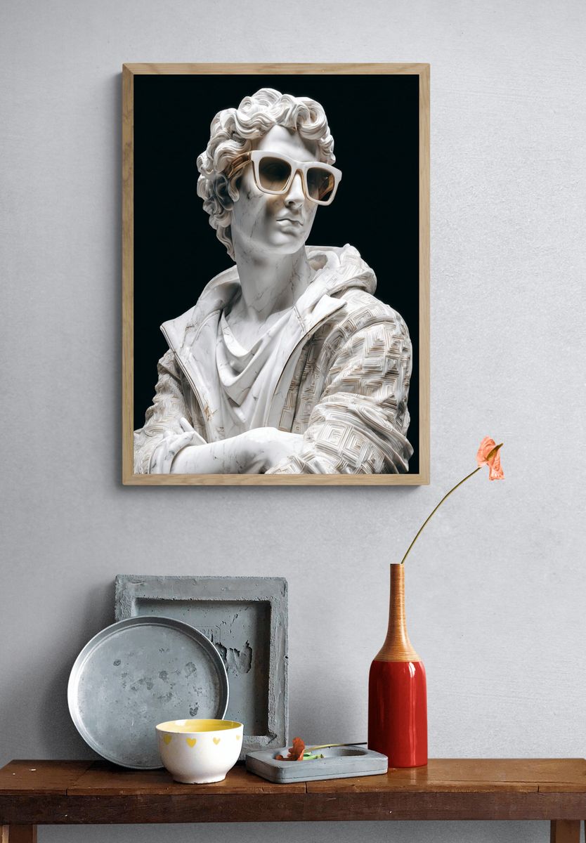 Marble Sunglasses Bust Illustration Poster. — room view 3