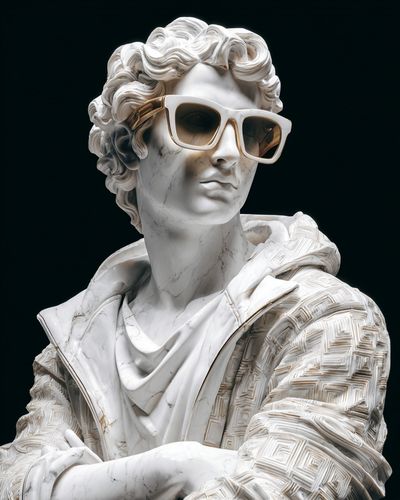 Marble Sunglasses Bust Illustration Poster.
