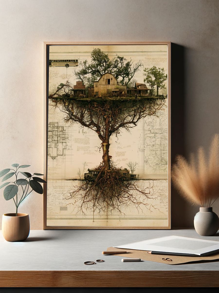 Surreal Tree House Landscape Print. — room view 2