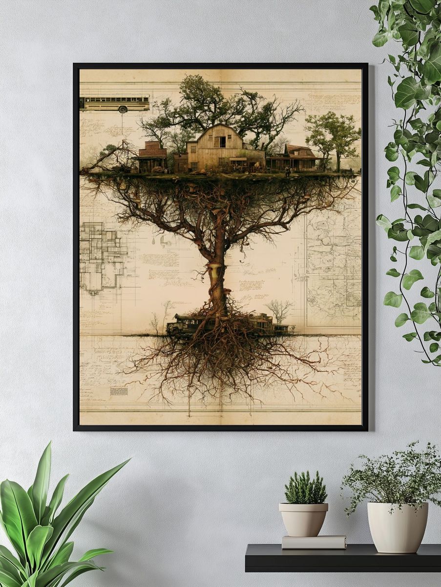 Surreal Tree House Landscape Print. — room view 4