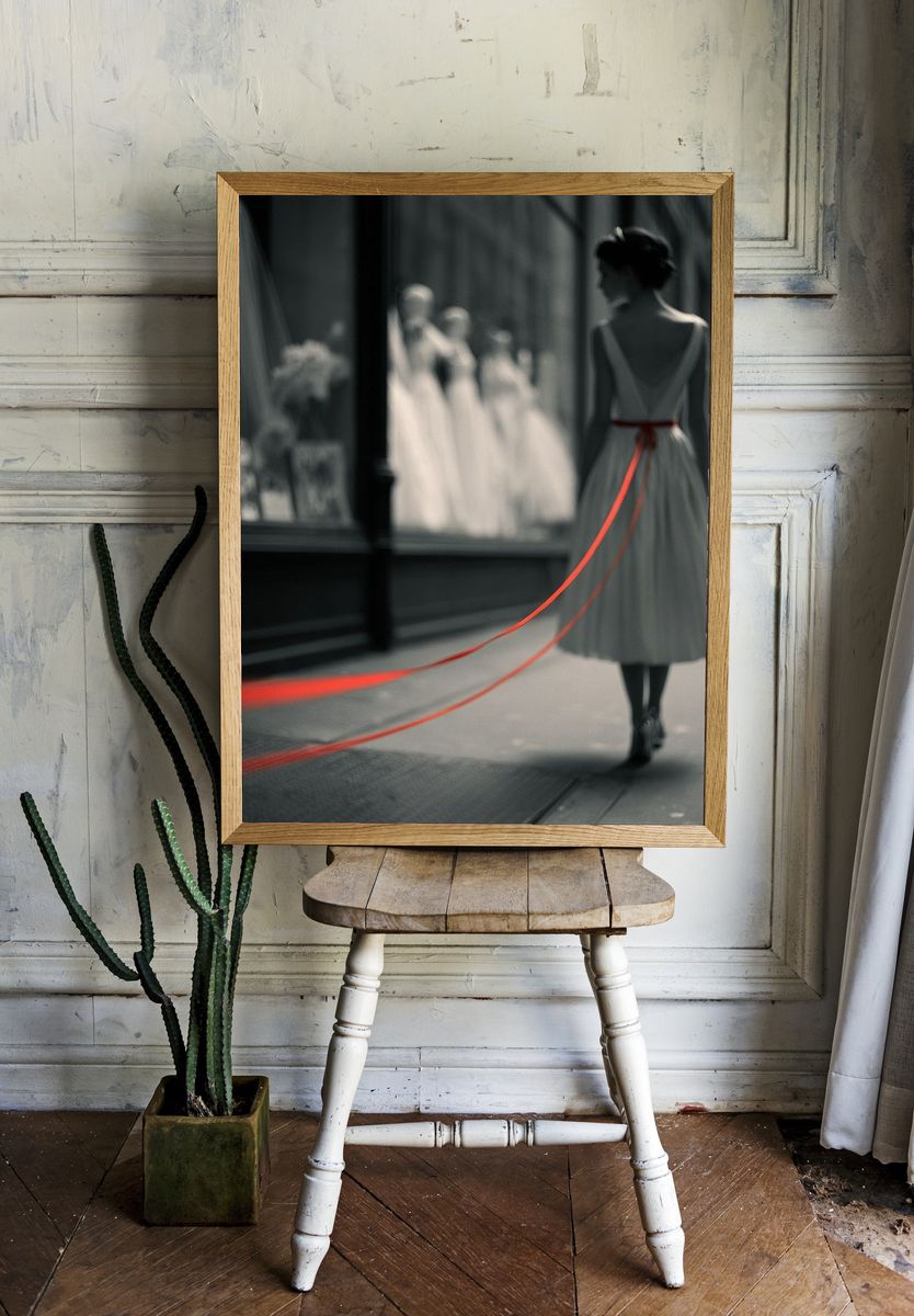 Red Ribbon Fashion Photography Poster. — room view 1
