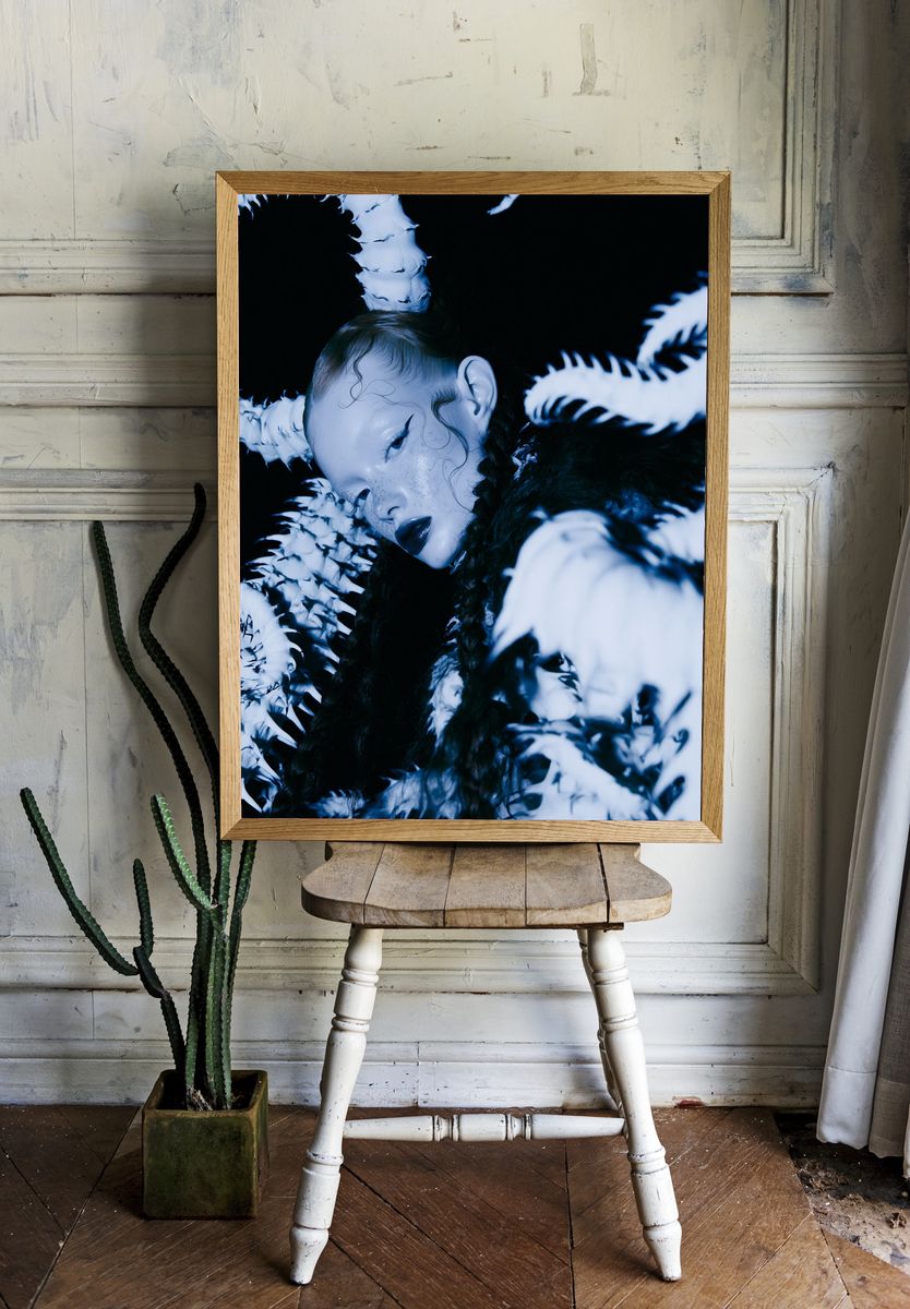 Blue Portrait Fashion Poster. room preview