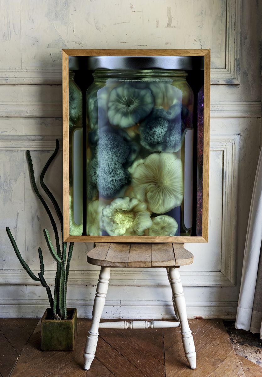 Bioluminescent Mushroom Jars Print. room preview