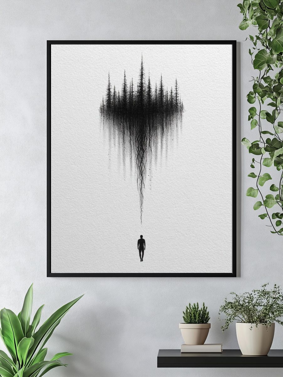 Forest Silhouette Surrealism Print. — room view 4