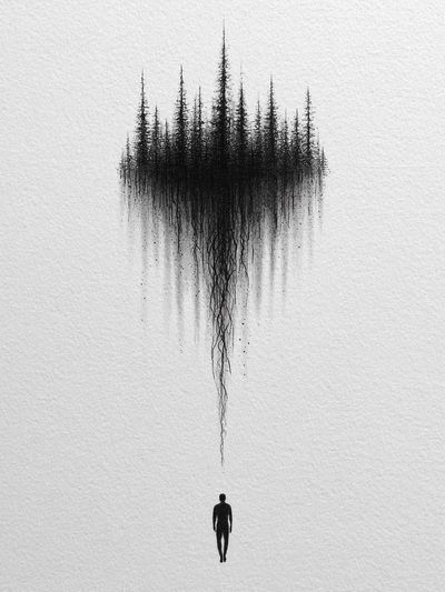 Forest Silhouette Surrealism Print.