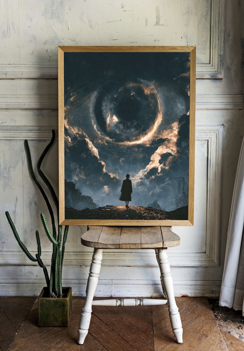 Celestial Portal Surrealism Print. room preview