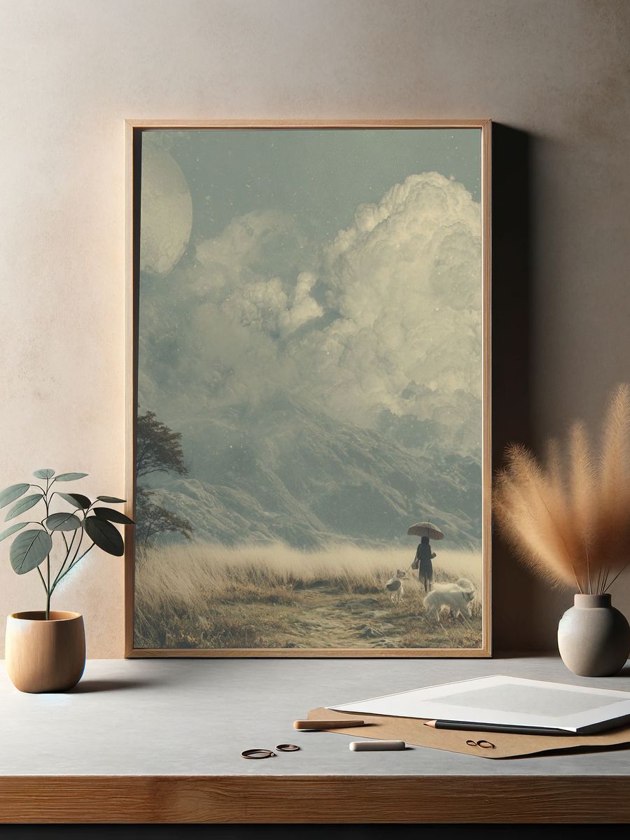 Dreamy Moonlit Landscape Print. — room view 2