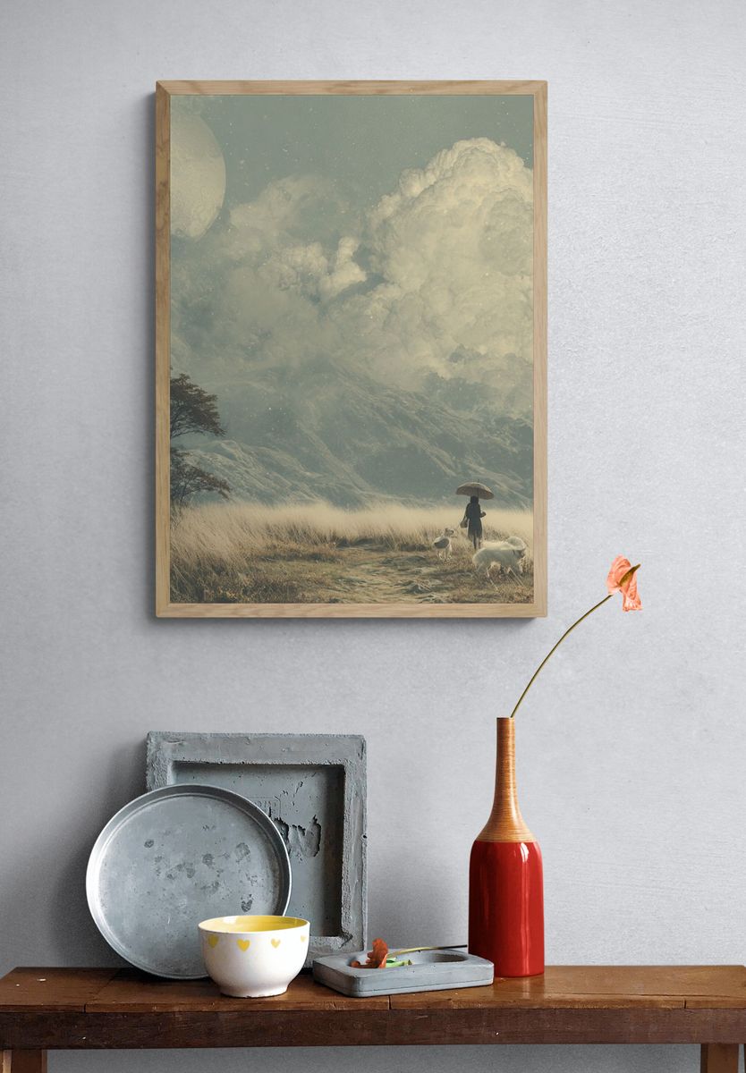 Dreamy Moonlit Landscape Print. — room view 3