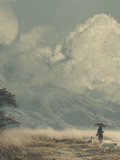 Dreamy Moonlit Landscape Print. poster