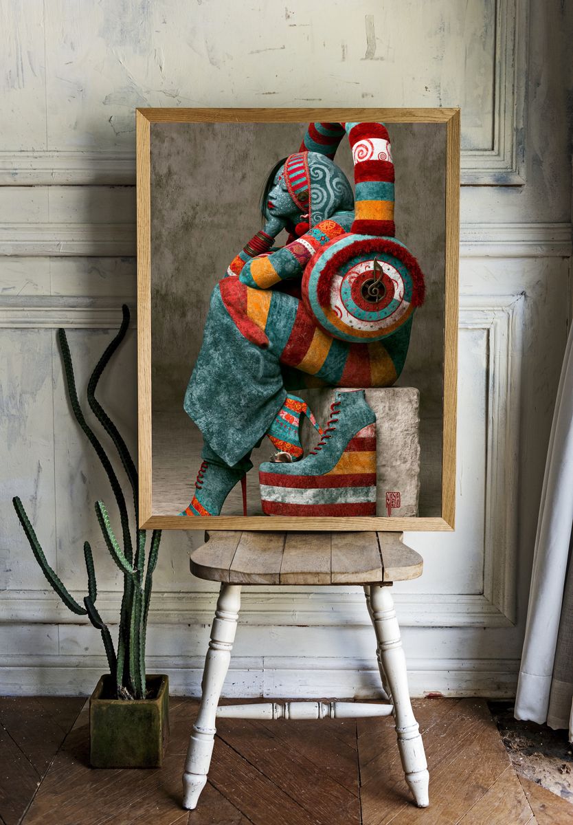 Colorful Surreal Figure Poster. room preview
