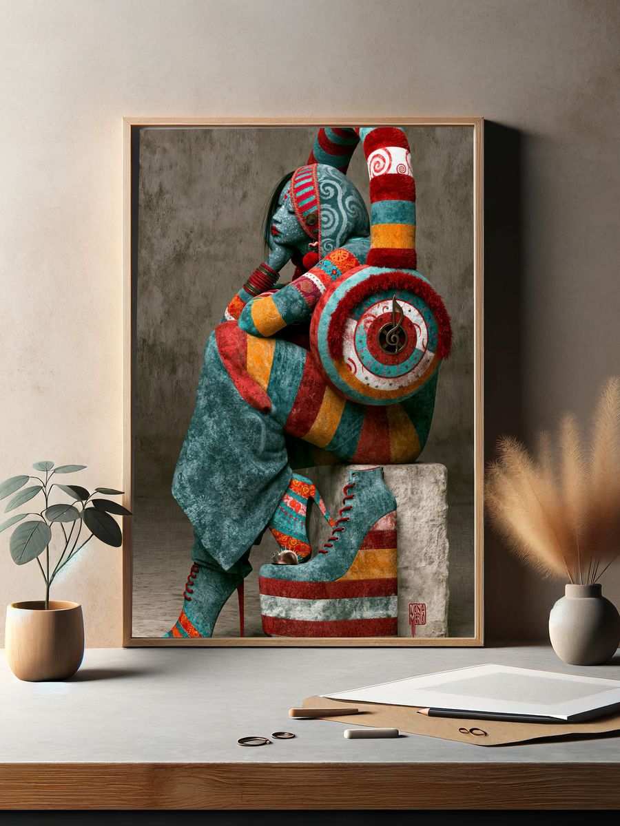 Colorful Surreal Figure Poster. — room view 2