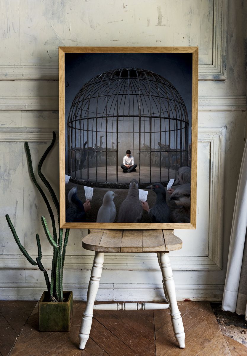 Caged Solitude Surrealism Poster. — room view 1