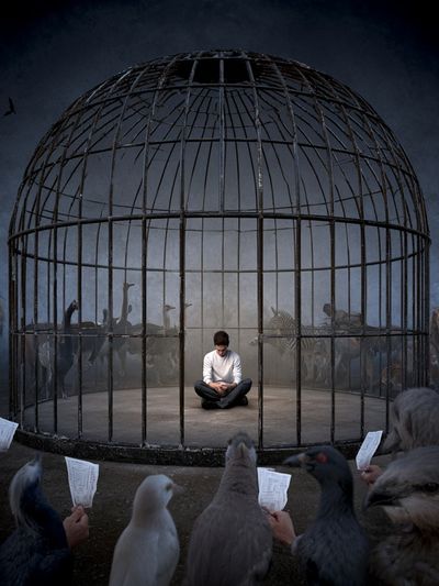 Caged Solitude Surrealism Poster.