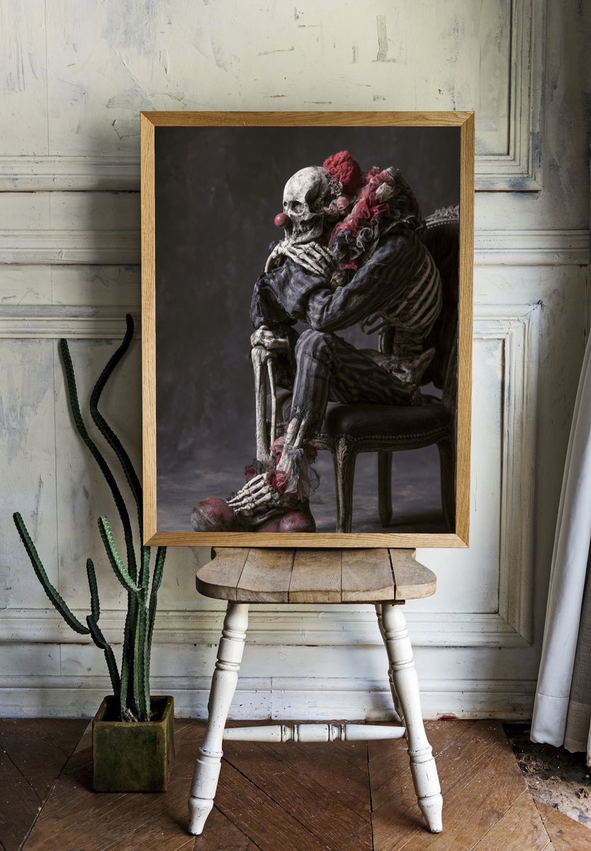 Crying Skeleton Surrealism Poster. room preview