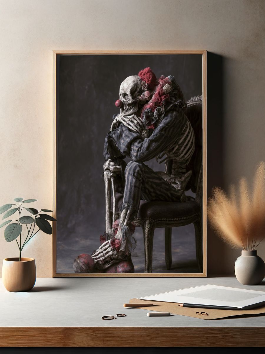 Crying Skeleton Surrealism Poster. — room view 2