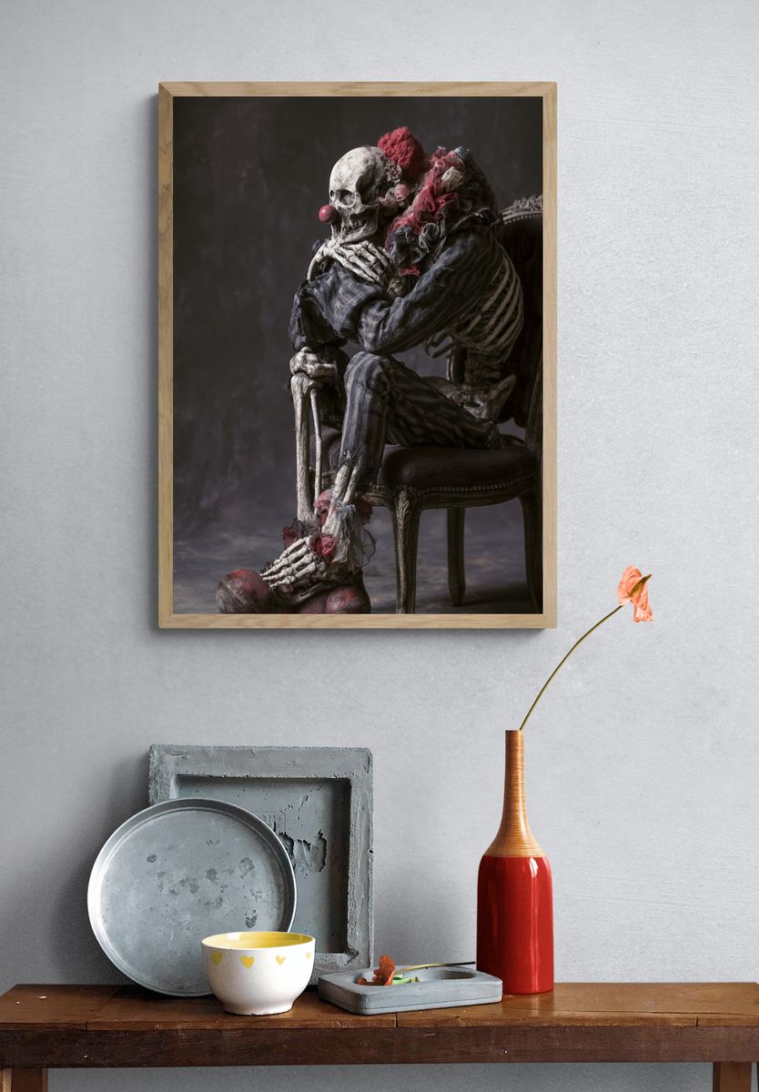 Crying Skeleton Surrealism Poster. — room view 3