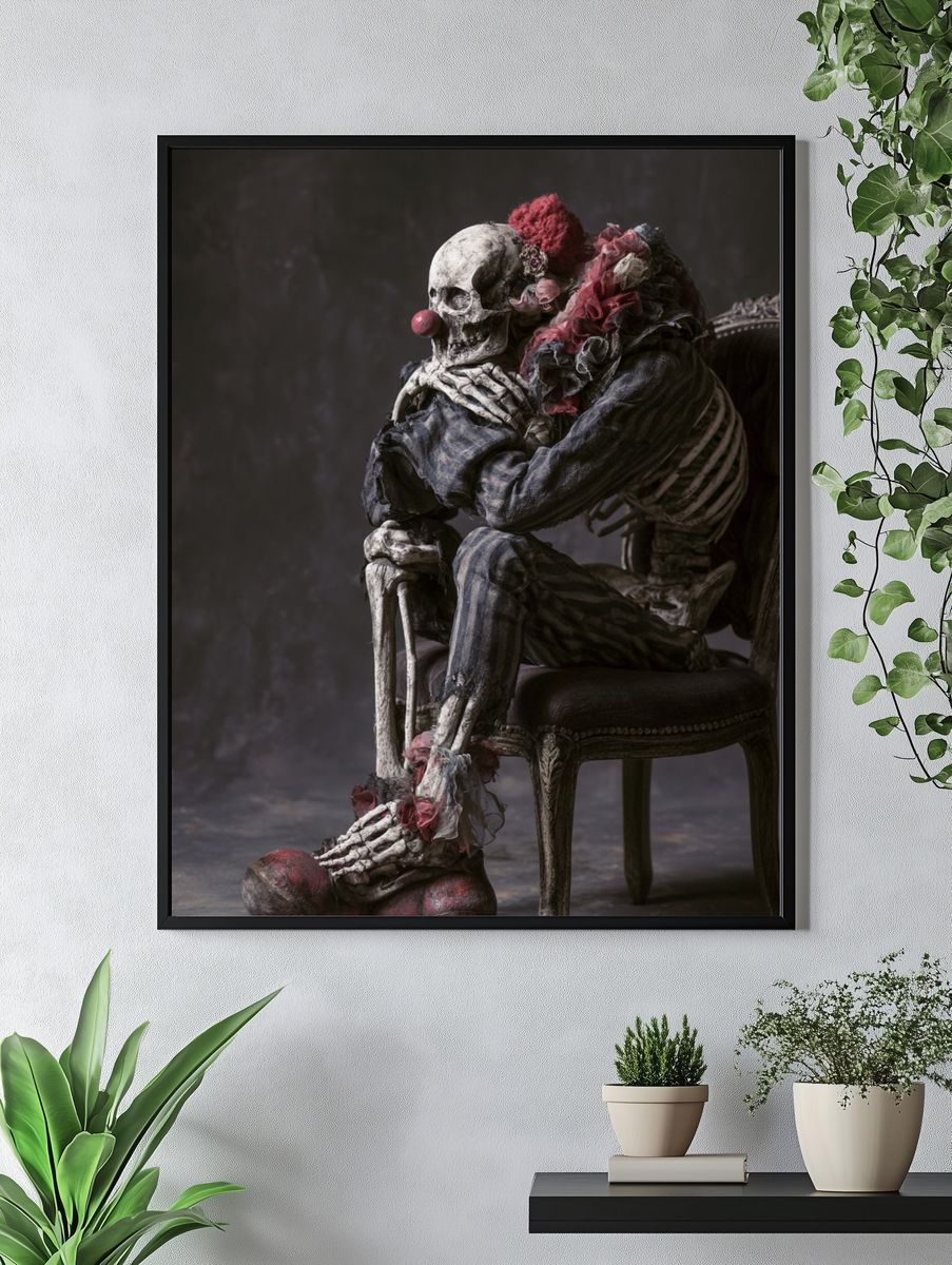 Crying Skeleton Surrealism Poster. — room view 4