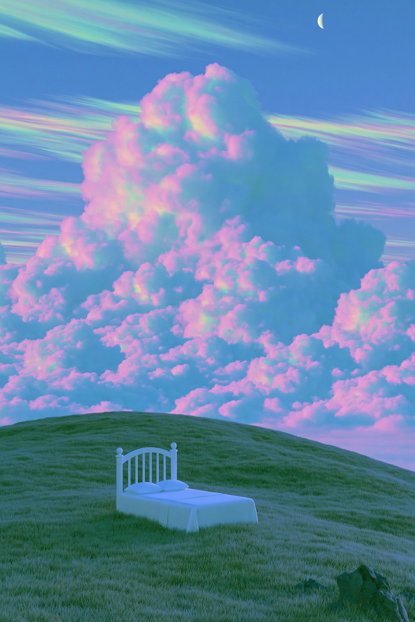 Dreamy Cloudscape Surrealism Poster. poster detail