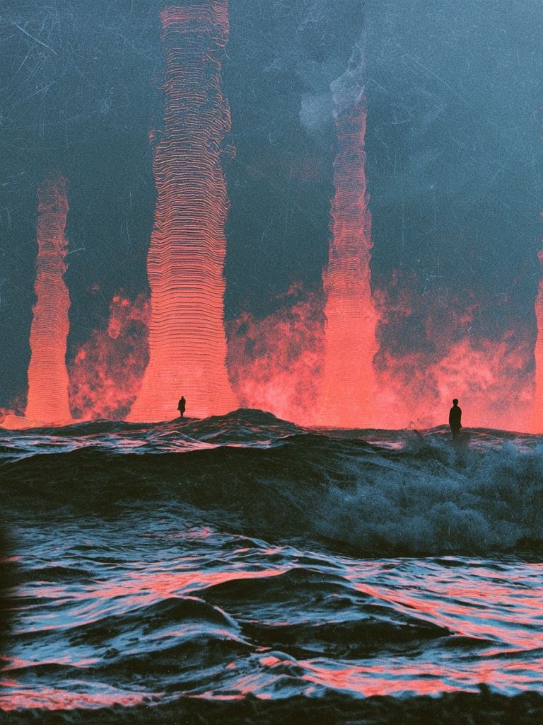 Neon Ocean Eruption Print. poster — fine-art art