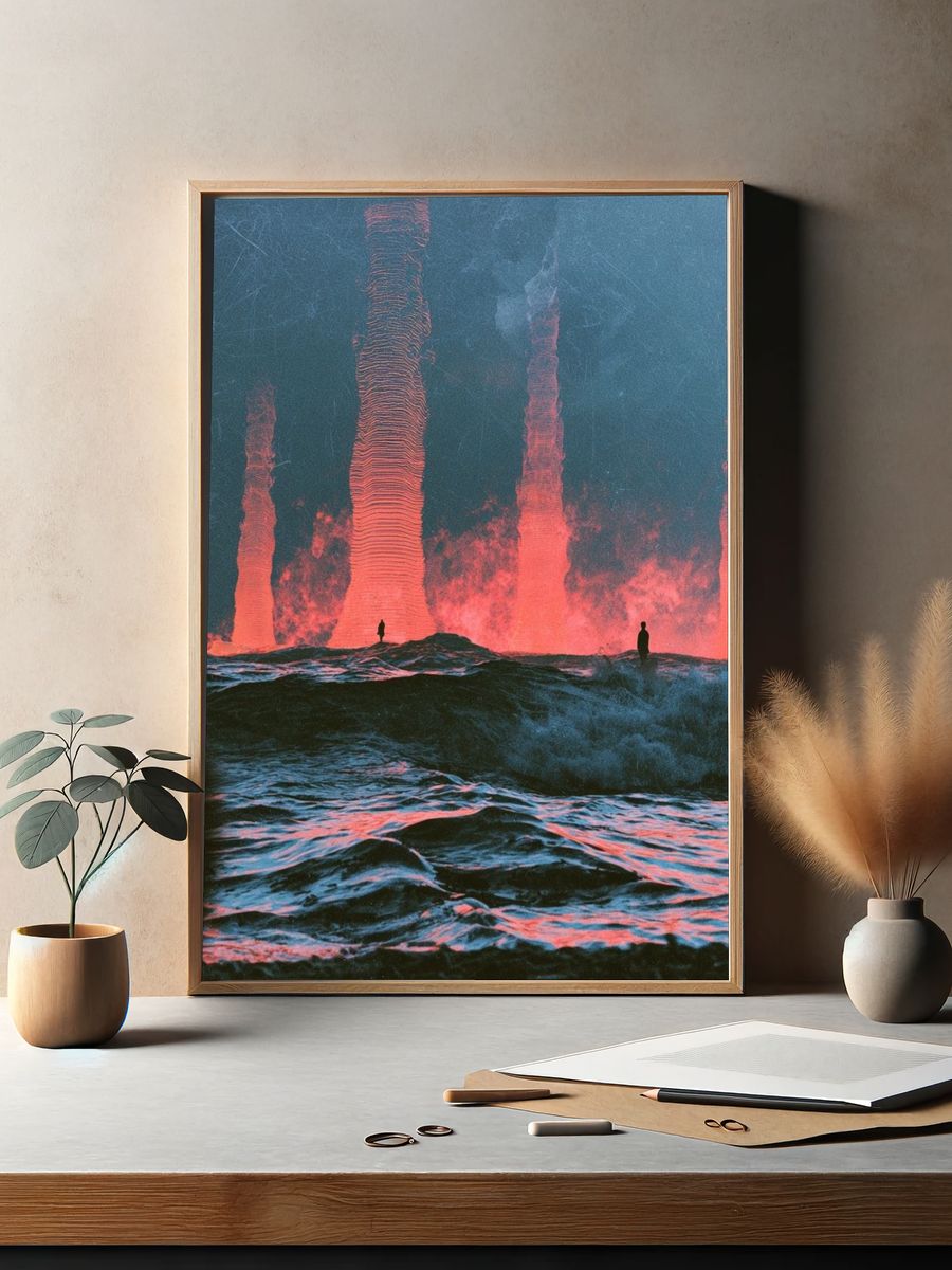 Neon Ocean Eruption Print. — room view 2