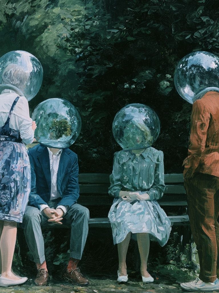 Surreal Glass Heads Illustration Poster. poster — fine-art art