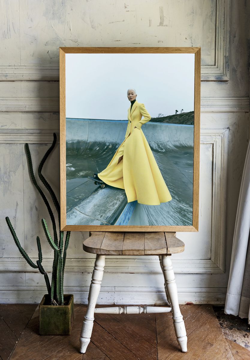 Yellow Fashion Portrait Poster. room preview