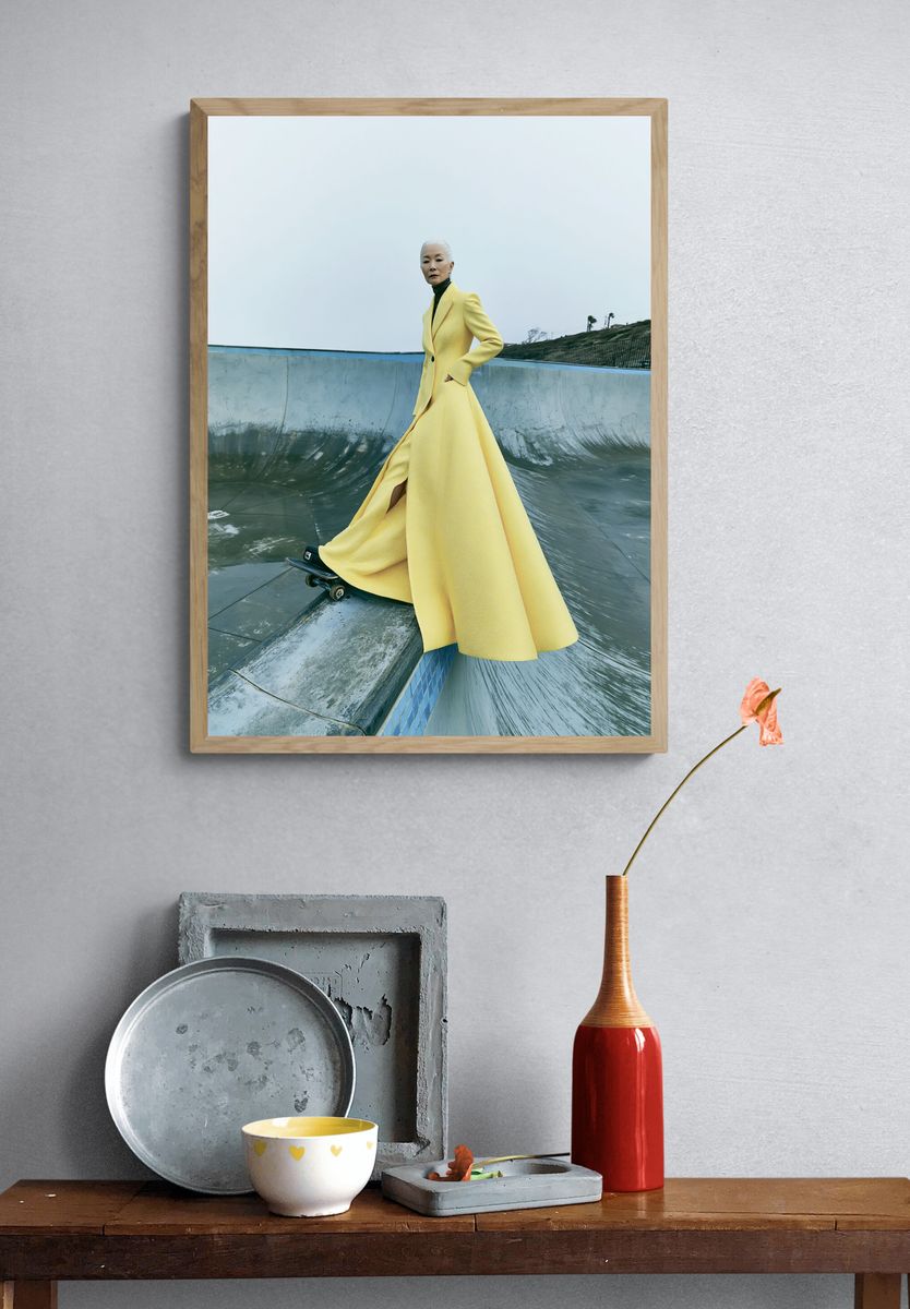 Yellow Fashion Portrait Poster. — room view 3