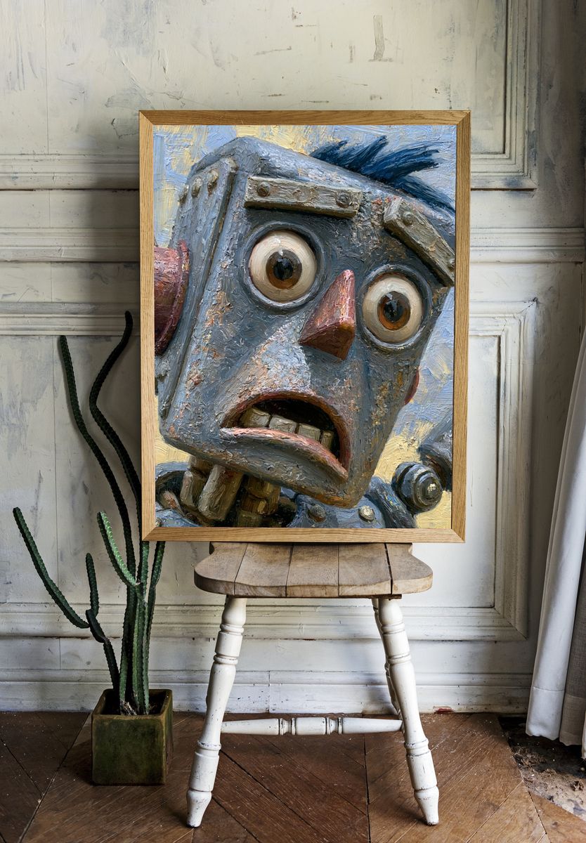 Mechanical Face Surrealism Print. — room view 1