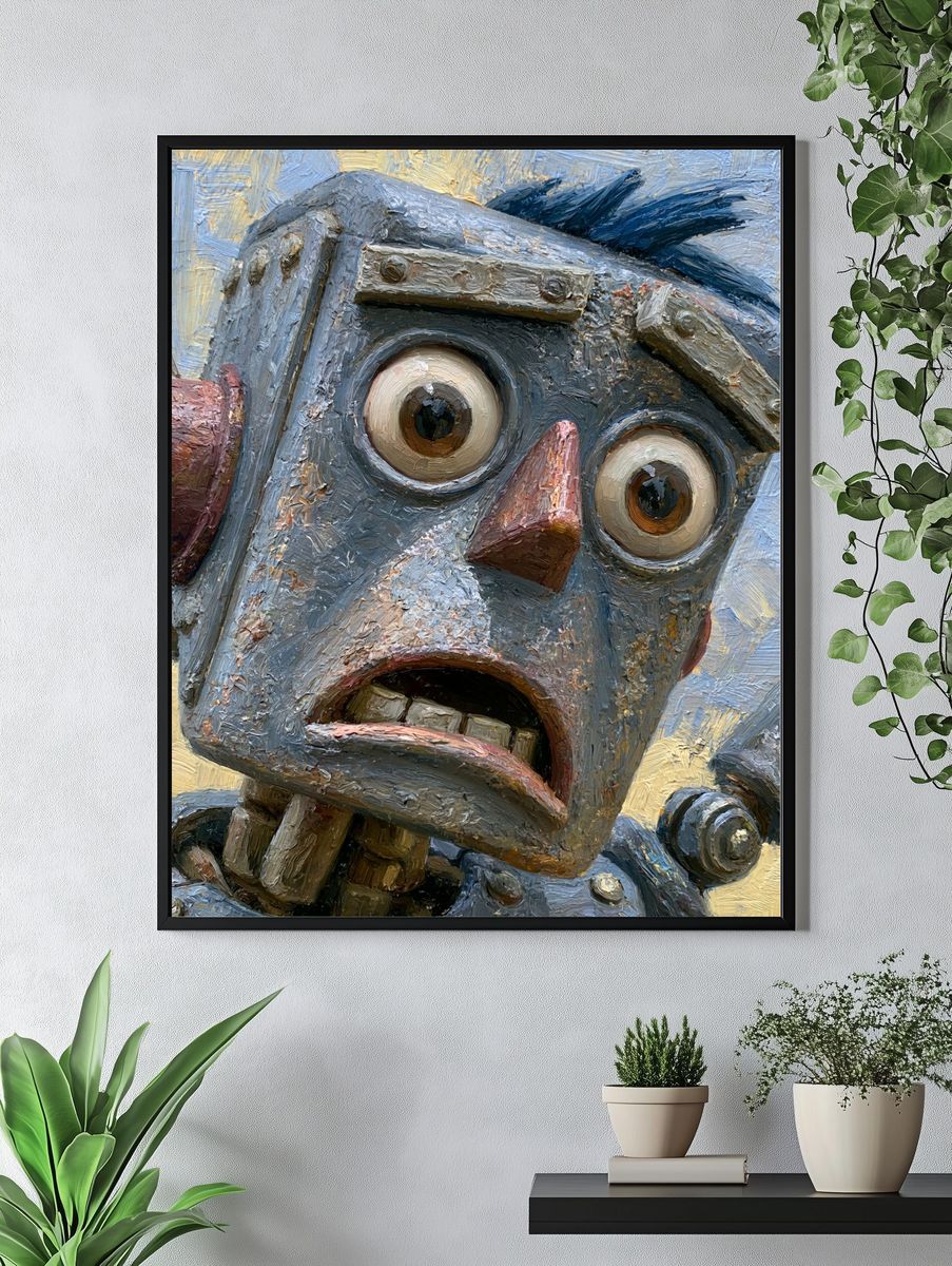 Mechanical Face Surrealism Print. — room view 4