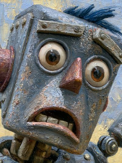 Mechanical Face Surrealism Print. poster
