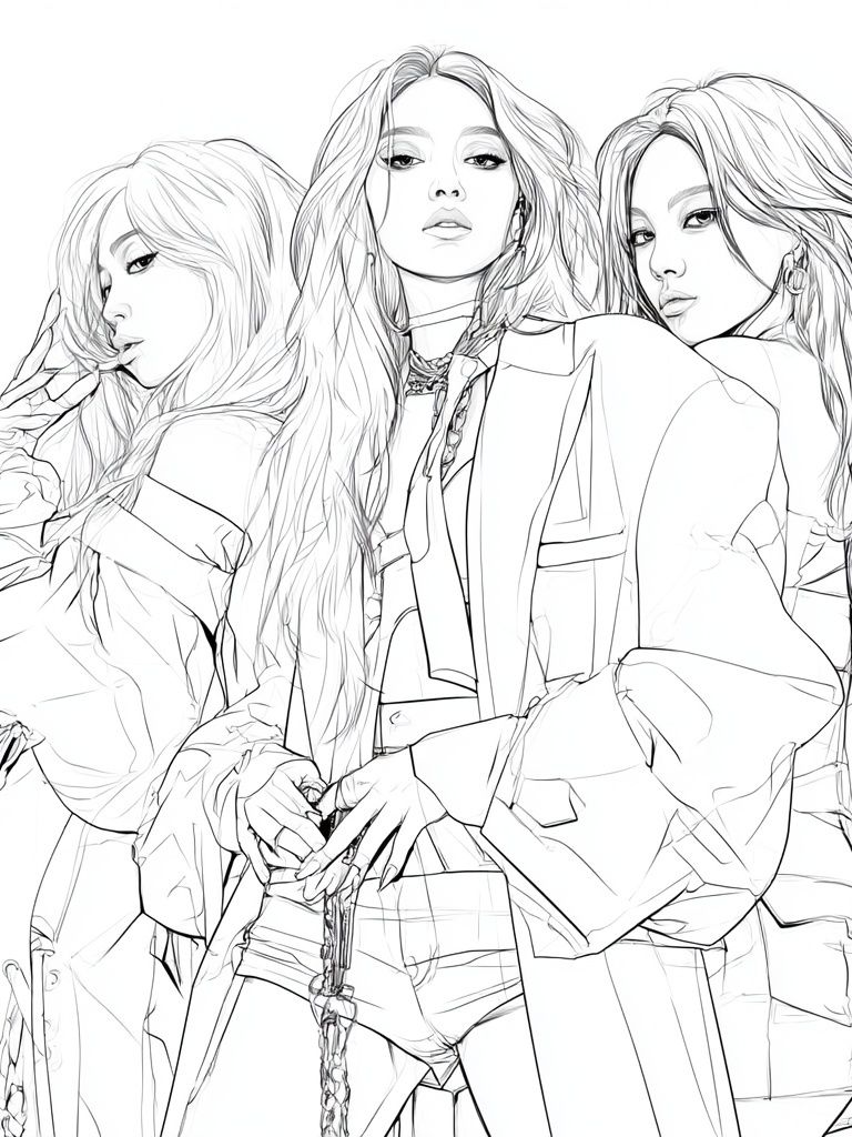 Fashion Trio Line Art Poster. poster detail