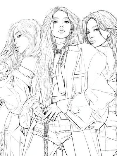 Fashion Trio Line Art Poster.