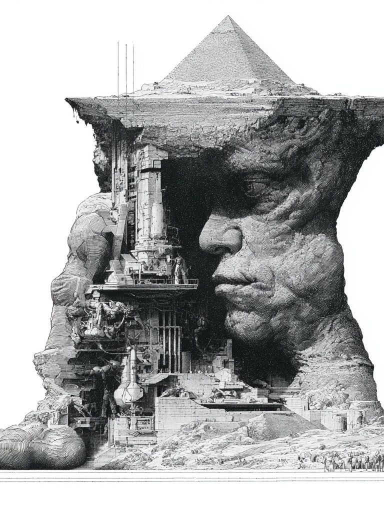 Surreal Pyramid Face Print. poster — fine-art art