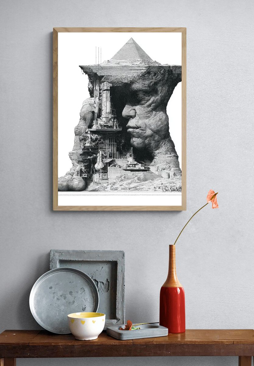 Surreal Pyramid Face Print. — room view 3