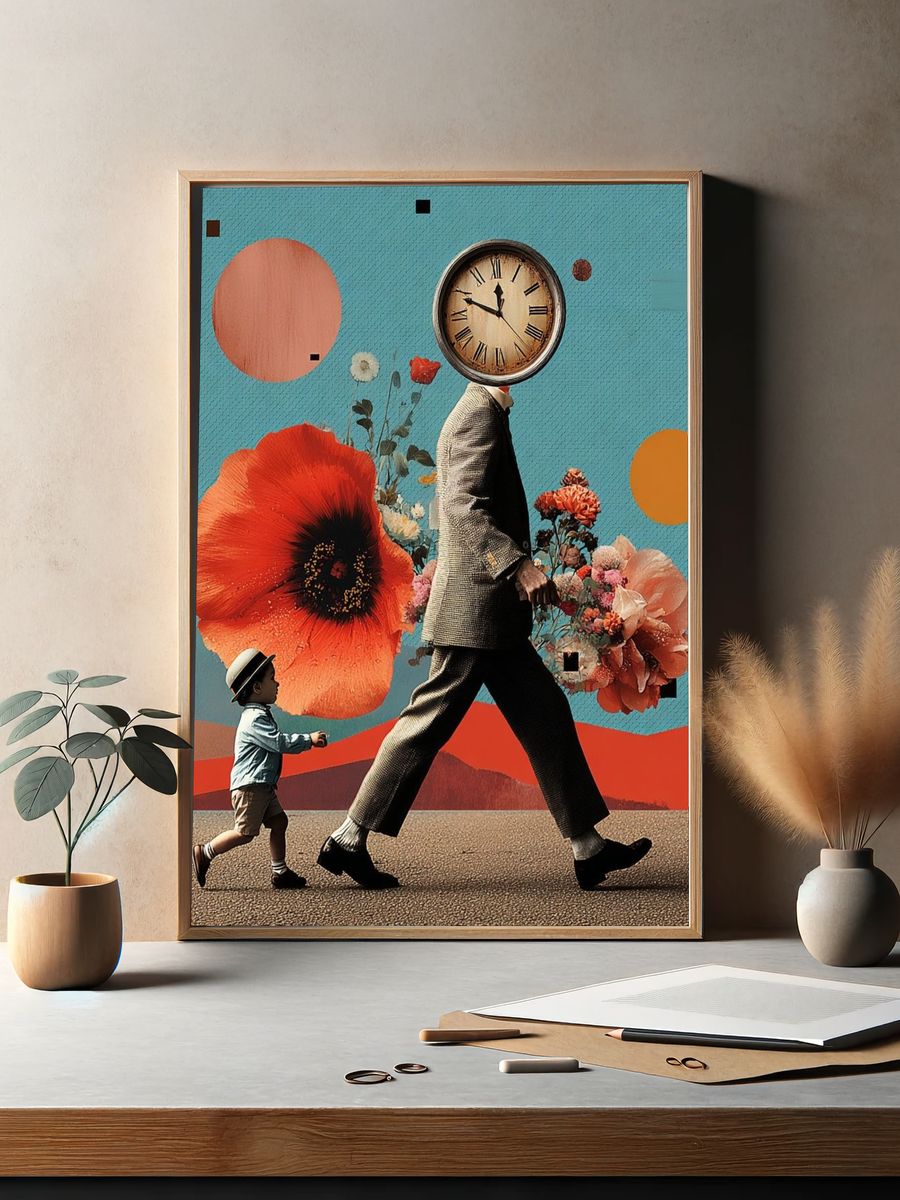 Surreal Clockhead Walk Poster. — room view 2