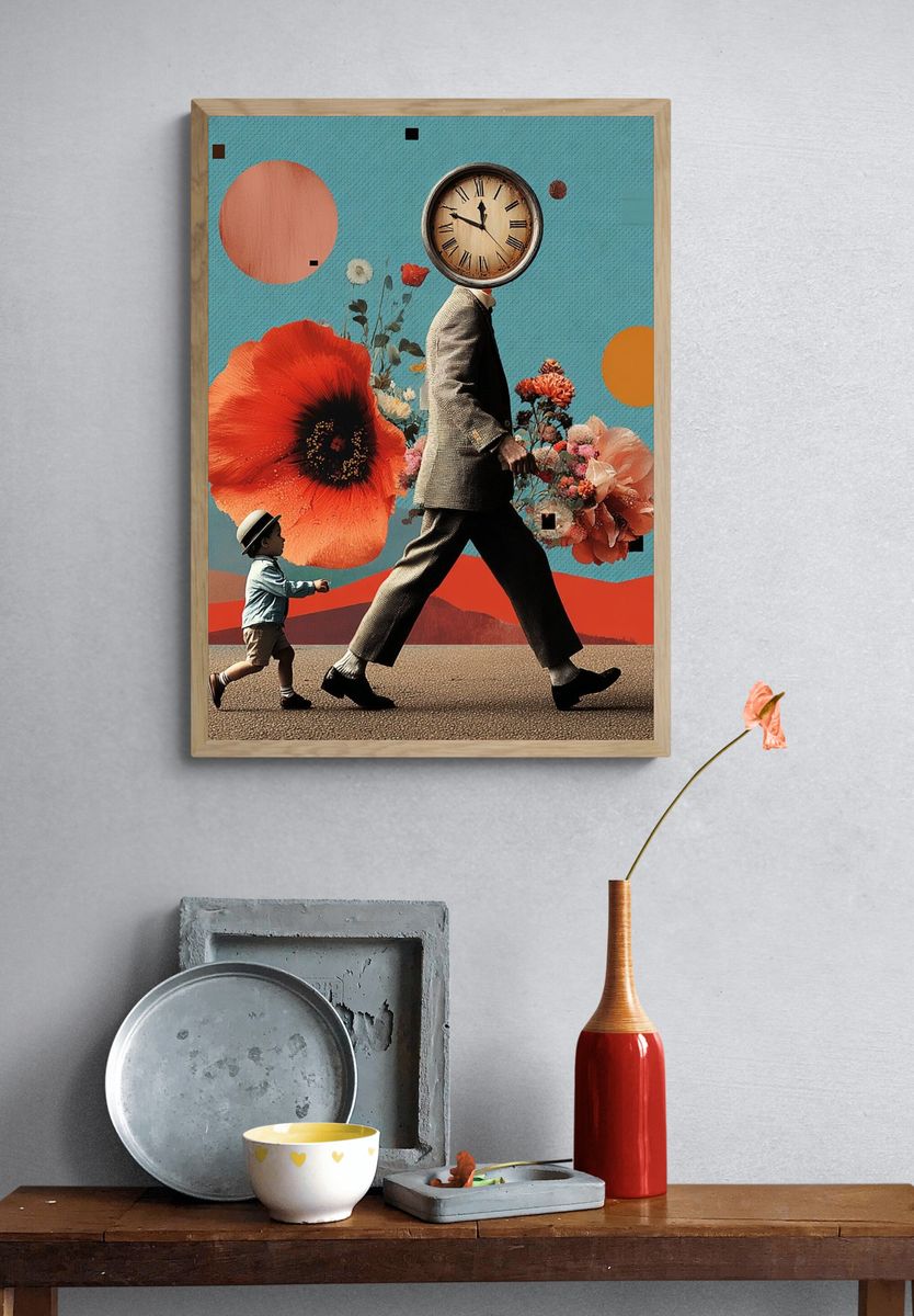 Surreal Clockhead Walk Poster. — room view 3