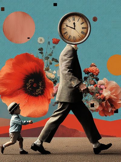 Surreal Clockhead Walk Poster.