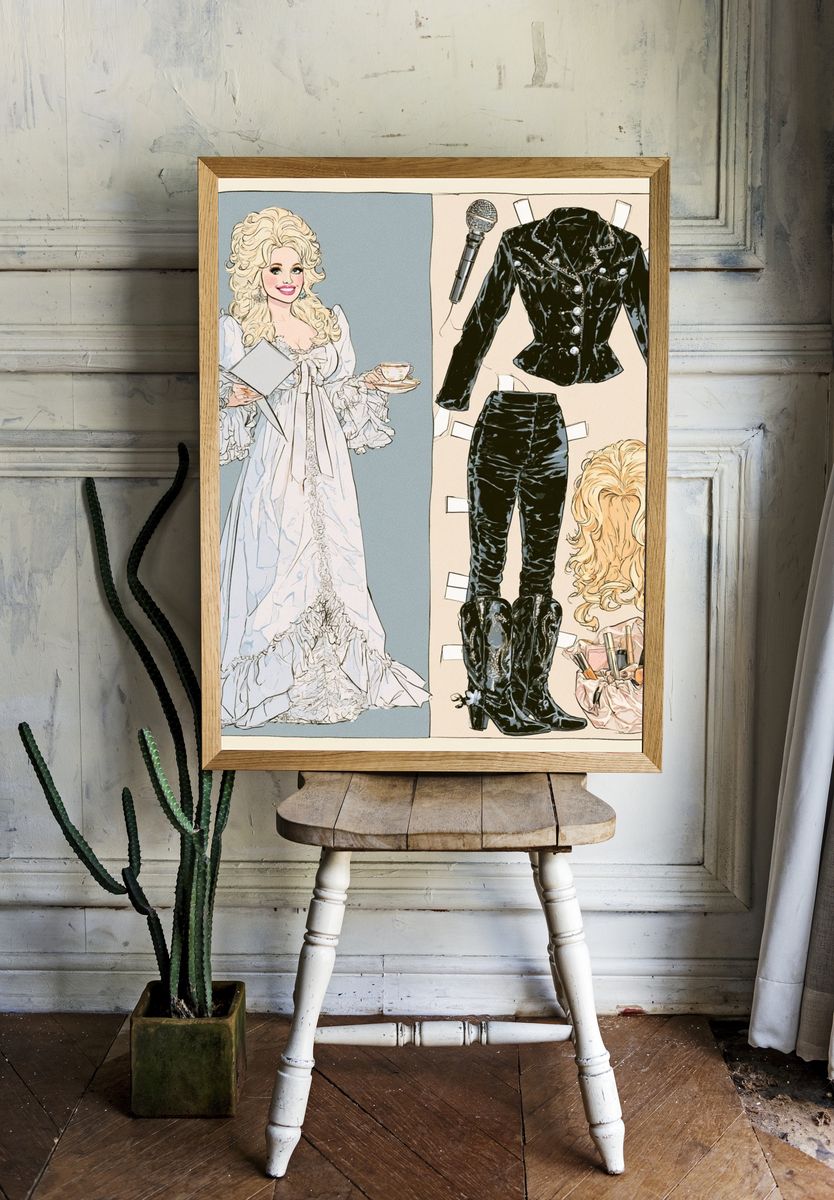 Vintage Fashion Doll Illustration Poster. — room view 1