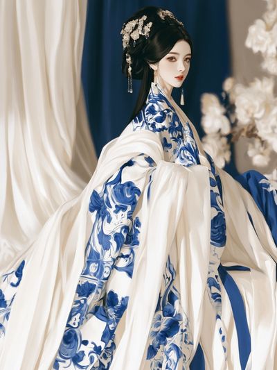 Blue Porcelain Hanfu Fashion Poster.
