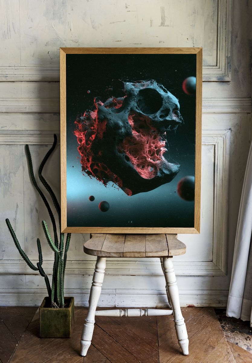 Cosmic Skull Surrealism Print. — room view 1