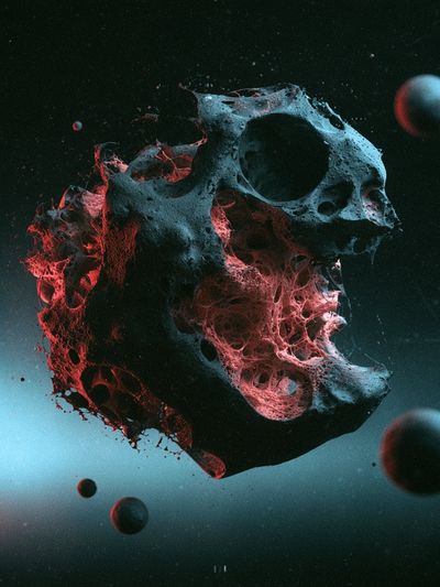 Cosmic Skull Surrealism Print. poster