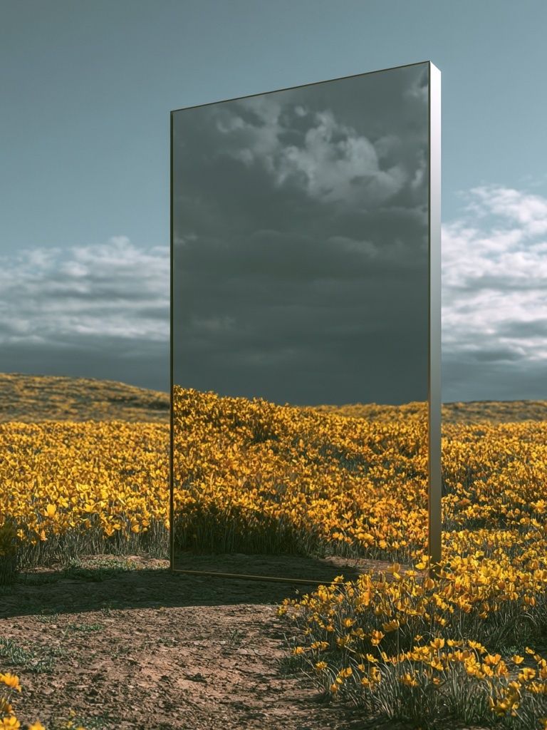 Mirror Field Surrealism Print. poster — fine-art art
