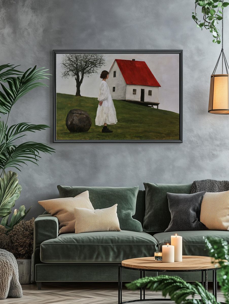 Surreal House and Figure Print. — room view 4